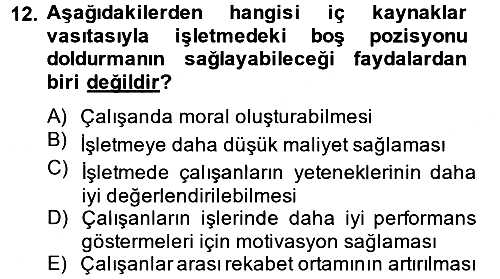 İnsan Kaynakları Yönetimi 2014-2015 Ara Sınav - 12. soru