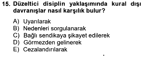 İnsan Kaynakları Yönetimi 2012-2013 Dönem Sonu Sınavı - 15. soru