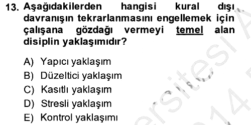 İnsan Kaynakları Yönetimi 2013-2014 Dönem Sonu Sınavı - 13. soru