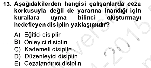 İnsan Kaynakları Yönetimi 2014-2015 Dönem Sonu Sınavı - 13. soru