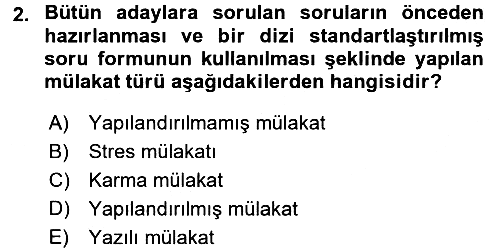 İnsan Kaynakları Yönetimi 2017-2018 Dönem Sonu Sınavı - 2. soru