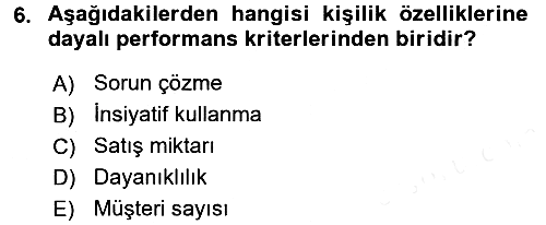 İnsan Kaynakları Yönetimi 2018-2019 Dönem Sonu Sınavı - 6. soru