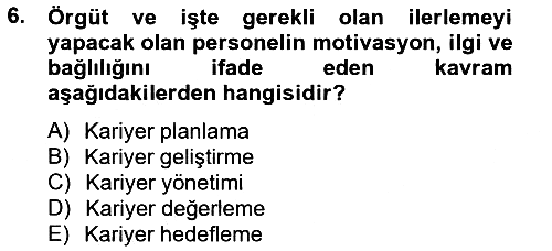 İnsan Kaynakları Yönetimi 2013-2014 Tek Ders Sınavı - 6. soru