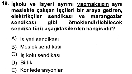 İnsan Kaynakları Yönetimi 2014-2015 Tek Ders Sınavı - 19. soru