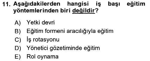 İnsan Kaynakları Yönetimi 2015-2016 Tek Ders Sınavı - 11. soru