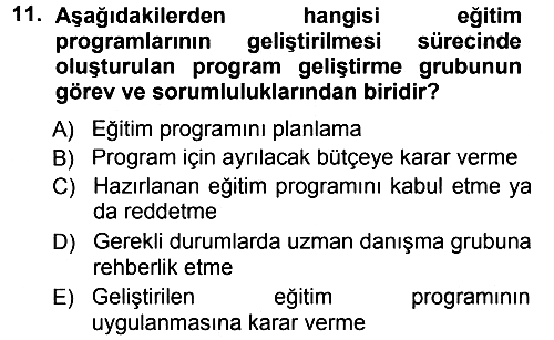 İşletmelerde Eğitim ve Geliştirme 2013-2014 Tek Ders Sınavı - 11. soru