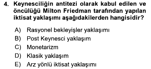 Makro İktisat 2018-2019 3 Ders Sınavı - 4. soru