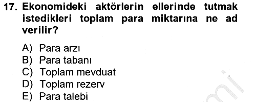 Makro İktisat 2012-2013 Ara Sınav - 17. soru