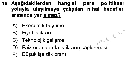 Makro İktisat 2016-2017 Ara Sınav - 16. soru