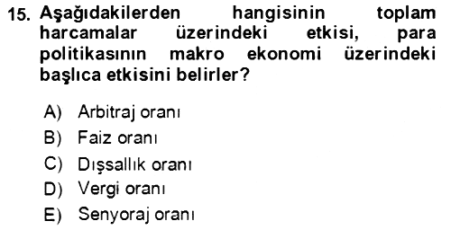 Makro İktisat 2023-2024 Ara Sınav - 15. soru