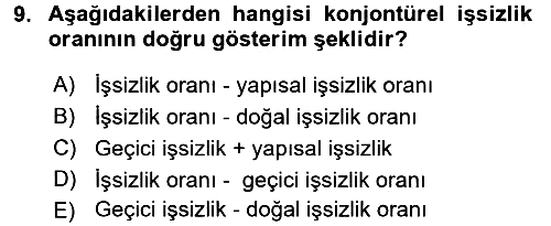 Makro İktisat 2017-2018 Dönem Sonu Sınavı - 9. soru