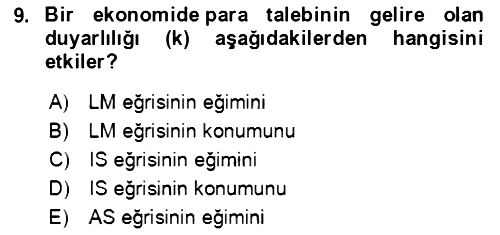 Makro İktisat 2023-2024 Dönem Sonu Sınavı - 9. soru