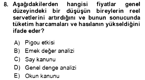 Makro İktisat 2020-2021 Yaz Okulu Sınavı - 8. soru