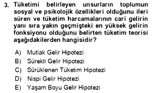 Makro İktisat 2021-2022 Yaz Okulu Sınavı - 3. soru