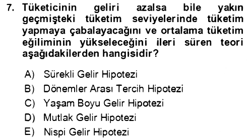 Makro İktisat 2022-2023 Yaz Okulu Sınavı - 7. soru