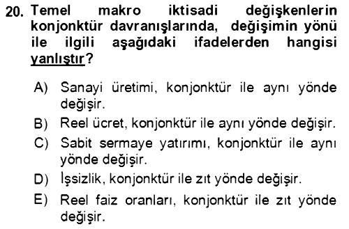 Makro İktisat 2022-2023 Yaz Okulu Sınavı - 20. soru