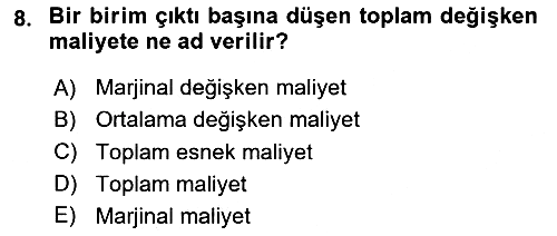 Makro İktisat 2023-2024 Yaz Okulu Sınavı - 8. soru