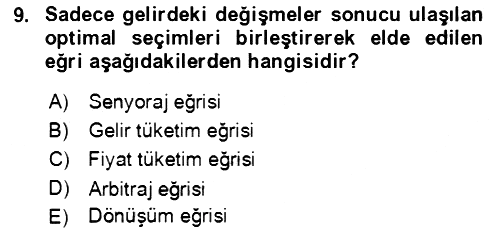 Mikro İktisat 2019-2020 Ara Sınav - 9. soru