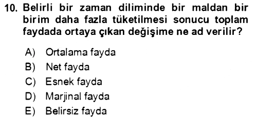 Mikro İktisat 2019-2020 Ara Sınav - 10. soru