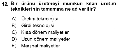 Mikro İktisat 2019-2020 Ara Sınav - 12. soru