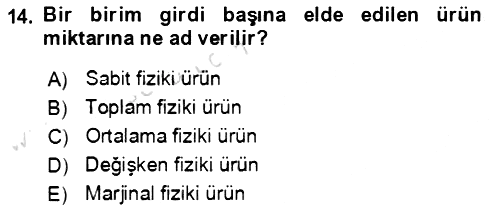 Mikro İktisat 2019-2020 Ara Sınav - 14. soru