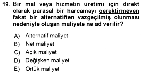Mikro İktisat 2019-2020 Ara Sınav - 19. soru