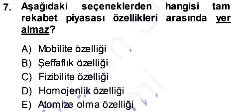 Mikro İktisat 2013-2014 Dönem Sonu Sınavı - 7. soru