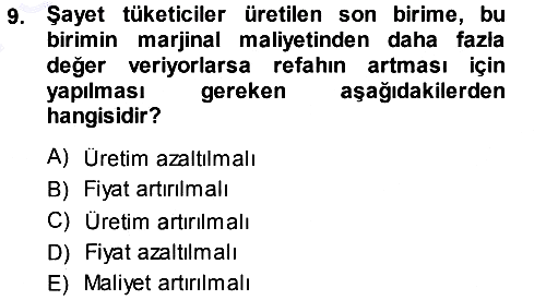 Mikro İktisat 2013-2014 Dönem Sonu Sınavı - 9. soru
