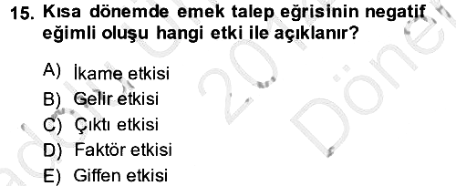 Mikro İktisat 2014-2015 Dönem Sonu Sınavı - 15. soru