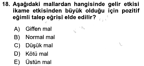 Mikro İktisat 2020-2021 Yaz Okulu Sınavı - 18. soru