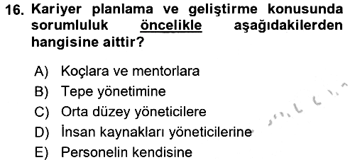 Performans Yönetimi 2016-2017 3 Ders Sınavı - 16. soru