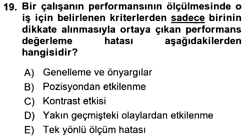 Performans Yönetimi 2016-2017 3 Ders Sınavı - 19. soru