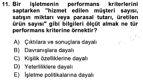 Performans Yönetimi 2024-2025 Ara Sınav - 11. soru