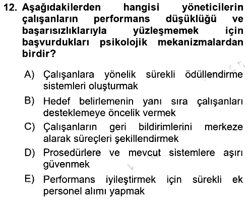 Performans Yönetimi 2024-2025 Dönem Sonu Sınavı - 12. soru