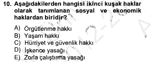 Sendikacılık 2012-2013 Ara Sınav - 10. soru