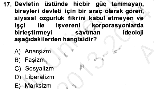 Sendikacılık 2013-2014 Ara Sınav - 17. soru