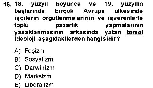 Sendikacılık 2014-2015 Ara Sınav - 16. soru