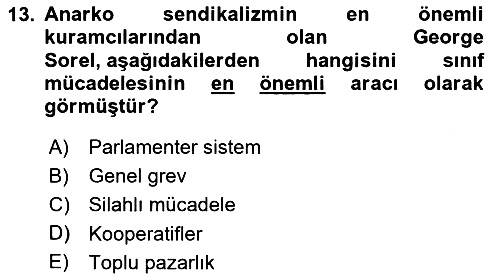 Sendikacılık 2023-2024 Ara Sınav - 13. soru