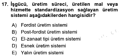 Sendikacılık 2023-2024 Ara Sınav - 17. soru