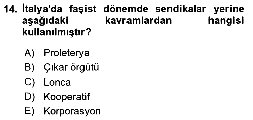 Sendikacılık 2025-2026 Ara Sınav - 14. soru
