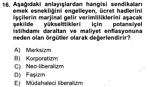 Sendikacılık 2025-2026 Ara Sınav - 16. soru