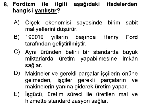 Sendikacılık 2018-2019 Dönem Sonu Sınavı - 8. soru