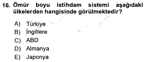 Sendikacılık 2022-2023 Yaz Okulu Sınavı - 16. soru