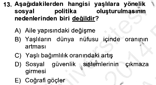 Sosyal Politika 2 2013-2014 Ara Sınav - 13. soru