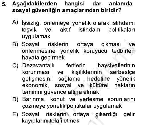 Sosyal Politika 2 2014-2015 Ara Sınav - 5. soru