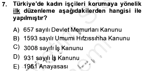 Sosyal Politika 2 2013-2014 Dönem Sonu Sınavı - 7. soru