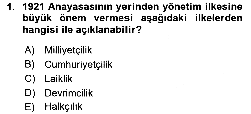Türk Anayasa Hukuku 2016-2017 Ara Sınav - 1. soru
