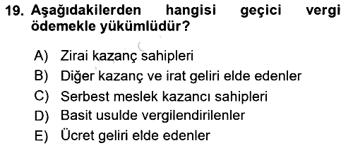 Türk Vergi Sistemi 2022-2023 Ara Sınav - 19. soru