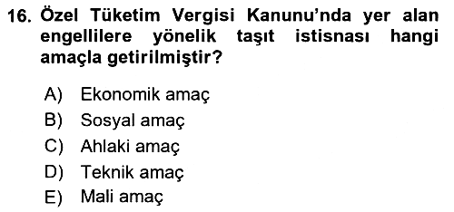 Türk Vergi Sistemi 2021-2022 Dönem Sonu Sınavı - 16. soru