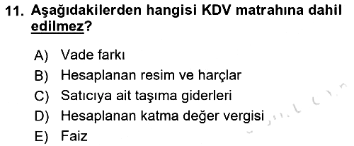 Türk Vergi Sistemi 2022-2023 Dönem Sonu Sınavı - 11. soru